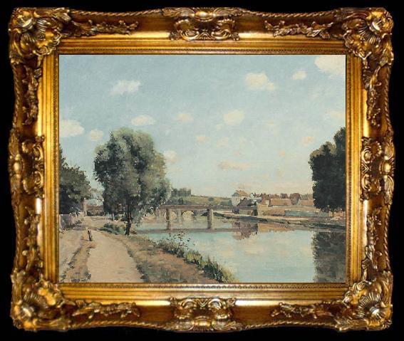 framed  Camille Pissarro Raolway Bridge at Pontoise, ta009-2